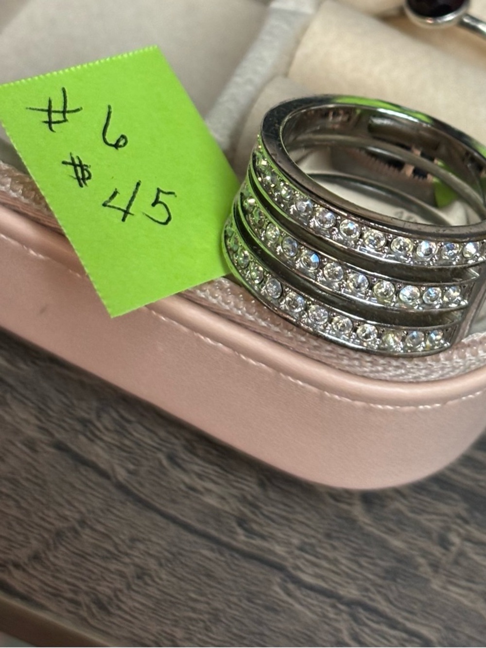 Touchstone Crystal Clear Crystal Multi-Row Stackable Ring in Silver Tone